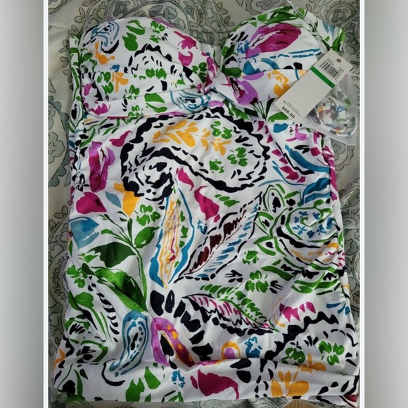 Anne Cole Tops - NWT Anne Cole Tankini Top Women's L Multicolor Floral Strapless Swim